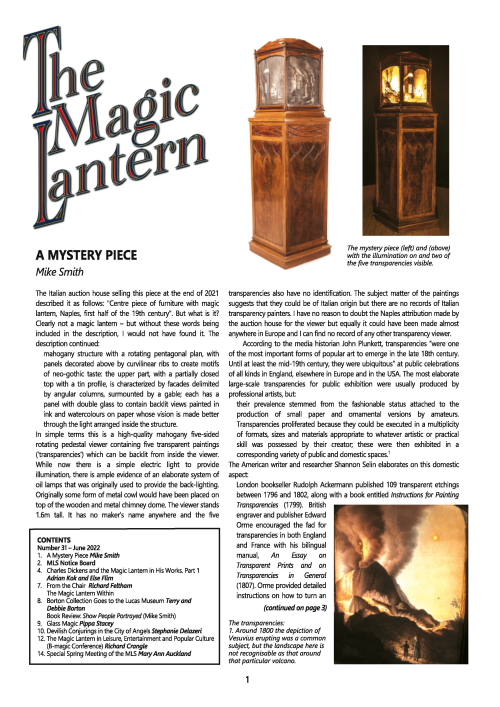 Front cover of The Magic Lantern magazine